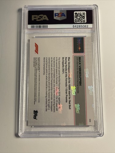 2021 Topps Now Max Verstappen Red 29/99 #9 PSA 10 - Picture 2 of 2