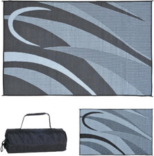 GA1 Reversible Graphic Patio Mat-8' X 12', Black/Silver