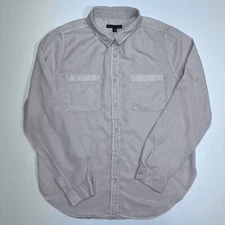 Signature 1 Studio Adult Womens Size S Light Gray Button Up Shirt Long Sleeve