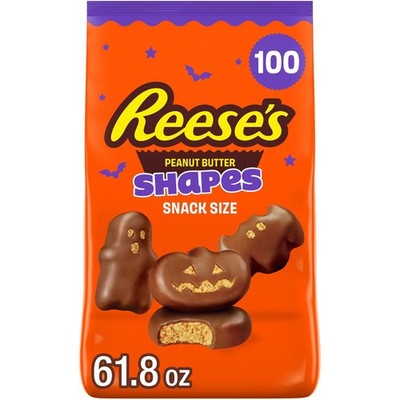 REESE'S Halloween Milk Chocolate Peanut Butter Shapes Candy, Snack Size, 100 pcs