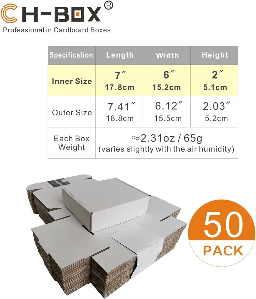 Eco-Friendly Shipping Boxes 7x6x2'' 50 Pack - Image 4 of 4