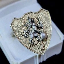 VTG Signed ART Arthur Pepper Scarf Ring Medieval Crest Shield Heraldic