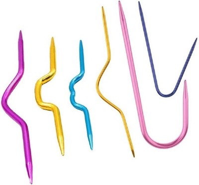 6 Pieces Colorful Aluminum Knitting Cable Needles Stitch Holders DIY Sewing Tool