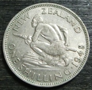 Neu Seeland 1 Shilling 1948 Maori Krieger