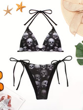 Halloween-Themed Skull Patterns Bikini Set