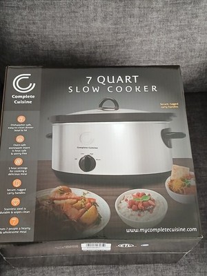 Complete Cuisine 7 Quart Slow Cooker Stainless Steel & Ceramic. Serves 7 People