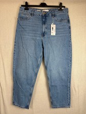 Mango Womens Mom Jeans Regular Fit Size 16 Blue Light Wash High Waist Ankle