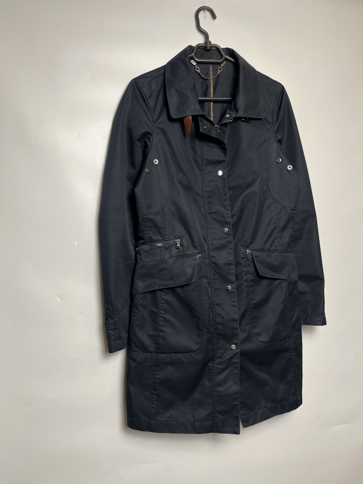 Women’s Light Trench Coat GIMO’S Zip Up Navy Blue Size 44