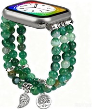 Natural Stone Beaded Strap Compatible with Apple Watch 38mm 40mm 41mm