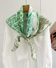 100 Twill Silk Scarf 35" Square Shawl Bandana horse Print Neckerchief Wrap