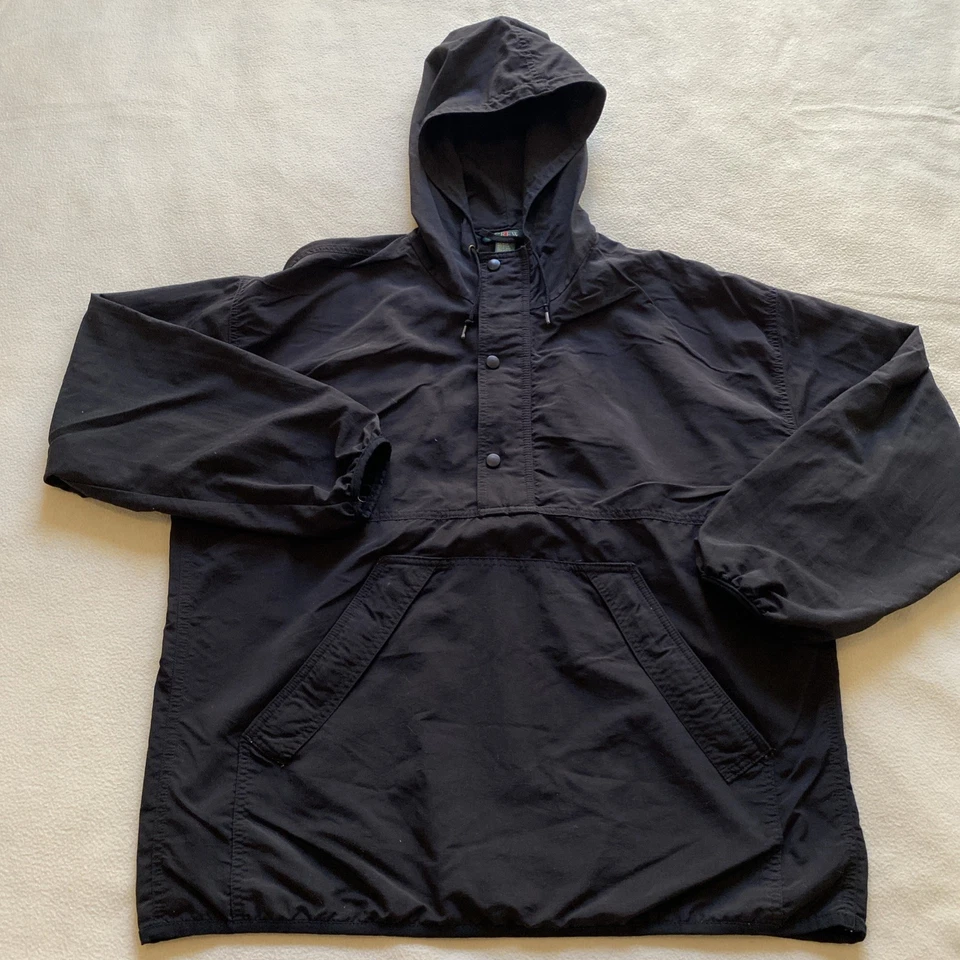 J.CREW Oarsman Men's Black Anorak Pullover Jacket Hooded 1/2 Zip Made In USA - Image 2 of 4