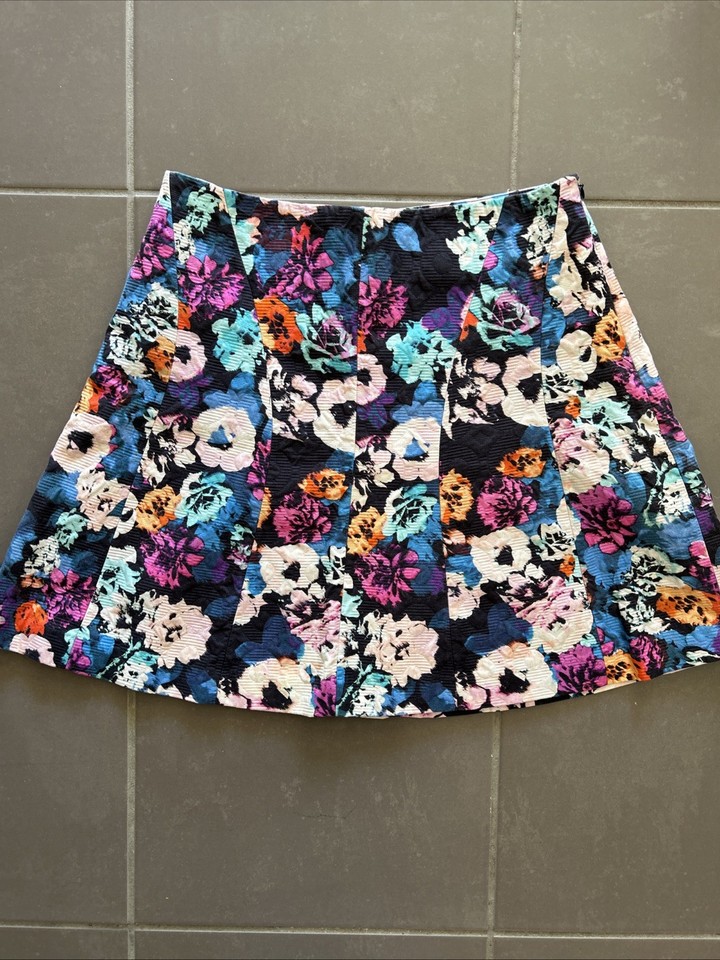 MARCS Women’s Sz 10 Mini Skirt A Line 100% Cotton Floral Print EUC