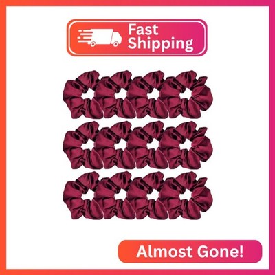 12 Pcs Satin Silk Scrunchies Soft Hair Ties, Fashion Hair Bands, Bows, Ropes, El