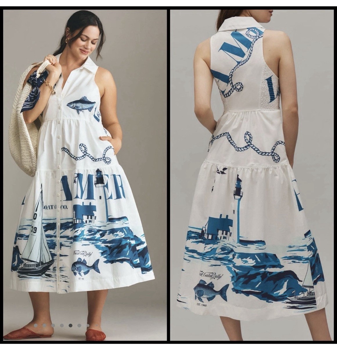 maeve blue and white dress Maeve Long-Sleeve V-Neck Mini Swing Dress
