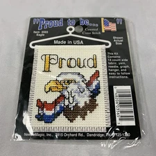 Needle Magic Cross Stitch Kit With Hanger American Eagle  July 4th Mini