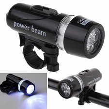 Bike Headlight White LED Flash Modes AAA Battery Power Handlebar Mount Universal