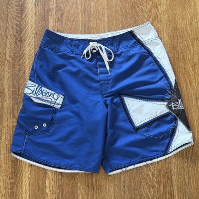 Y2K Billabong Surf Wear Blue Embroidered Cross & Stitching Designed Board Shorts