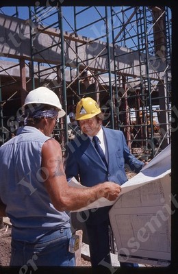 SL19 Original slide 1970 s  Omaha  Hi Rise Construction Crew workers 975a