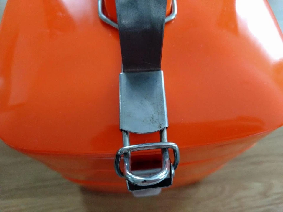 Orange Stackable Bento Box with Metal Handle Three-Tier Picnic Container - Image 4 of 4