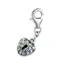 Clip-On "Heart Lock" Iridescent Charm Pendan