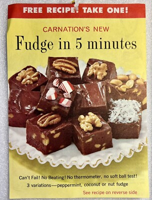 Carnation Evaporated Milk Vintage Recipe Advertisement 5 Minute Fudge
