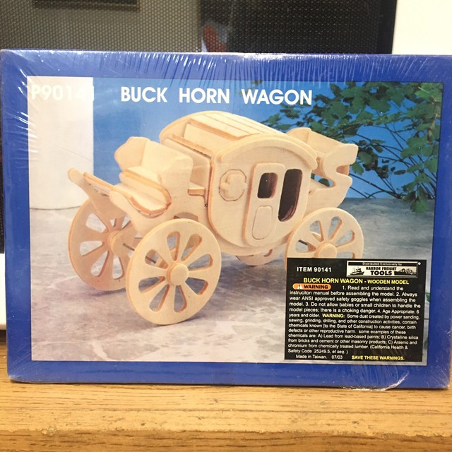 Harbor Freight Tools Wooden Model Kit Castle Buck Horn Wagon Building