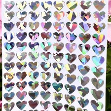 Silver Holographic Crystal Heart Stickers - 0.25 to 3 inch