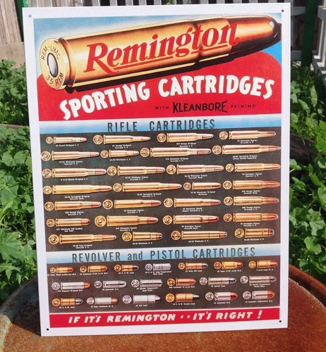 Remington Sporting Cartridges Gun Rifle Shells Classic Tin Metal Sign Garage