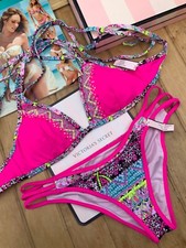 Victoria's Secret Strappy Cross Back Triangle Cheeky Bikini Set S US