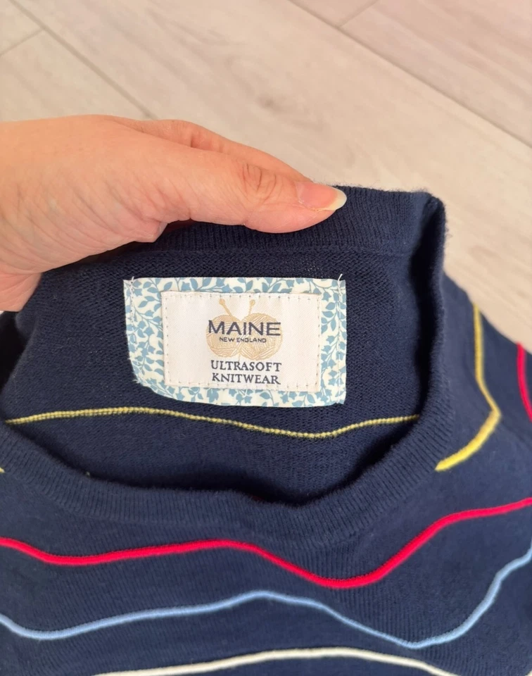 Women's Maine New England Sweater Jumper Navy Striped Sweater Size 12  - Image 3 of 4