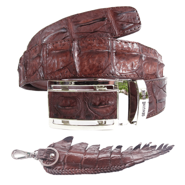 Genuine Real Backbone Crocodile Skin Alligator Leather Men/'s Brown Belt 35-45/"