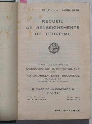 Sammlung Von Tourismusinformationen Tourismus Auto Auto 1938 Straßen