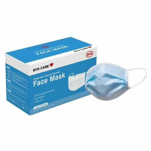 Byd Care Single Use Face Masks 50 count (1 Box) eBay