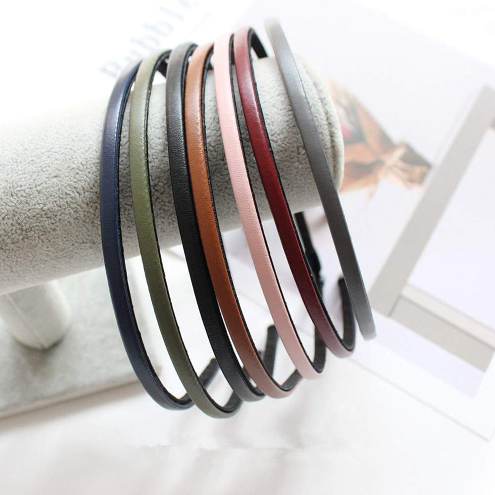 ,Cute Solid Simple Leather Covered Party Headband Hair Bows Hair Loop Cla