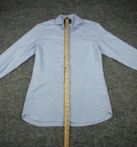 BONOBOS Dress Shirt Mens 15.5/34 Blue Houndstooth Daily Grind Wrinkle-Free Slim - Picture 7 of 13