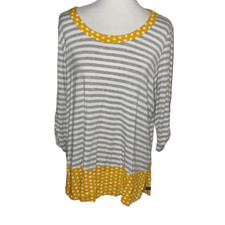 Matilda Jane Once Upon a Time Oracle Tunic Top Stripes Polka Dots sz XL X-Large