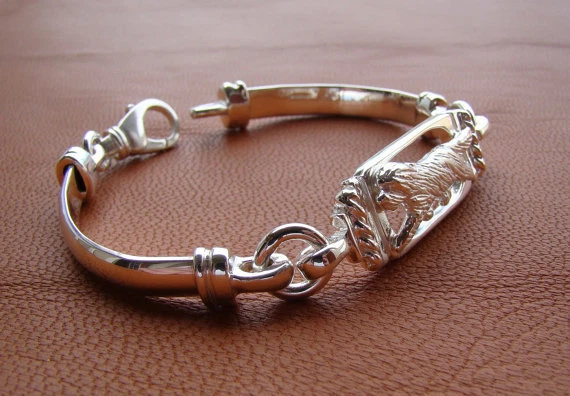 Pulsera de estudio móvil collie barbudo de plata de ley Foto 3 de 4