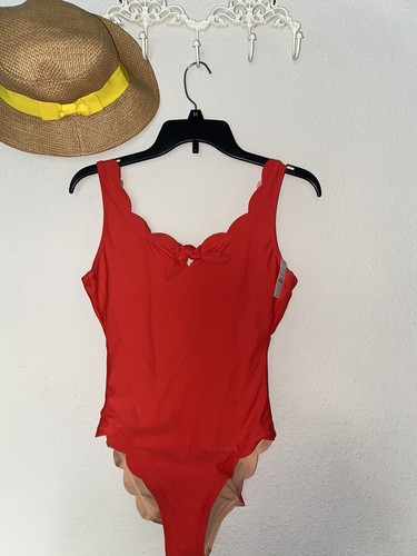 J Crew Coral Scalloped One-Piece Swimsuit Size S - Picture 5 of 5
