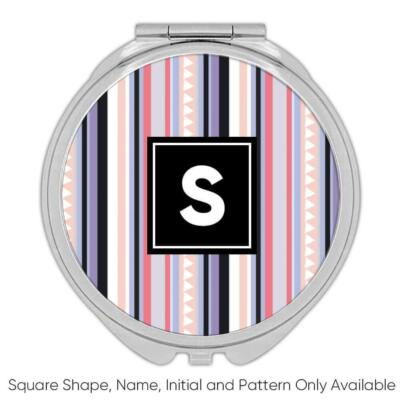 Gift Compact Mirror : Stripes Pink Lilac Classic Home Decor Pastel