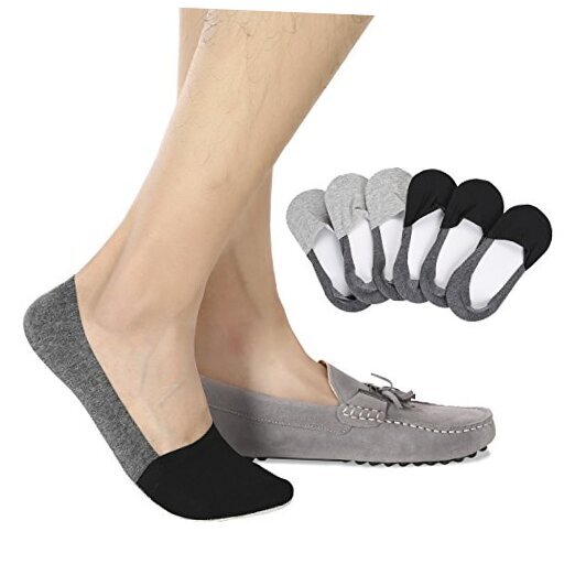 Mens No Show Socks Non-Slip Grips Casual Low Cut 6-11 Black Gray,light Gray-image