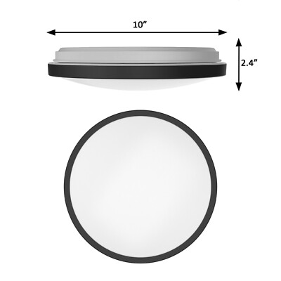 LED Flush Mount Ceiling Light Fixture 10/15 in. Matte Black Round Dimmable