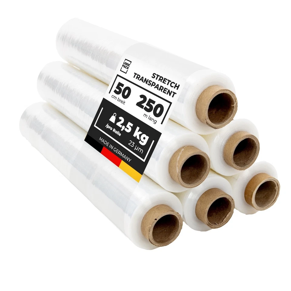 Logic Pack Stretchfolie Palettenfolie 6 Rollen x 2,5 kg 50 cm x 250 m 23 my