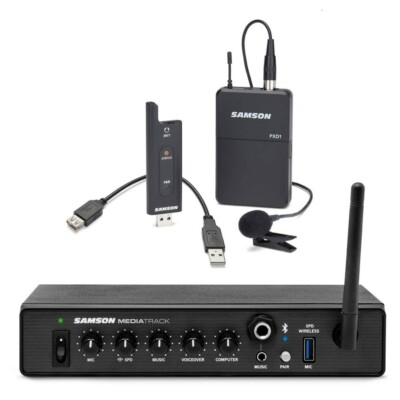 SAMSON MEDIATRACK XPD2 Bluetooth USB Mixer Interface Lavalier Wireless System