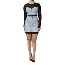 DOLCE & GABBANA Dress Black Blue Long Sleeves Denim Mini IT40/US6/S RRP 2630usd