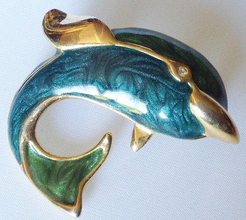 Broche Rétro Or émail Noir Avec Cristal - Modèle Paris 338 - Occasion Très Bon état - Accessoire Vintage