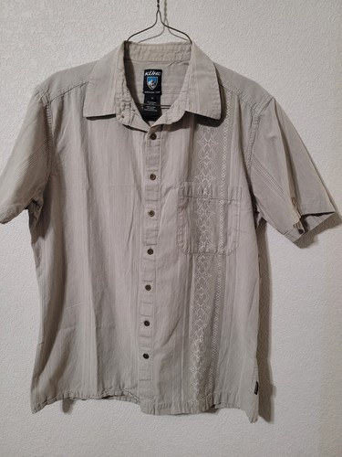 Kuhl Mens Medium Short Sleeve Button Up Outdoor Hiking Brown Shirt M71