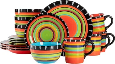 Gibson Elite Feliz Mesa 16-Piece Hand Painted Dinnerware Set