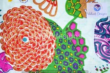 5 Yard Indian Fruit Print Cotton Hand Block White Dressmaking Fabric