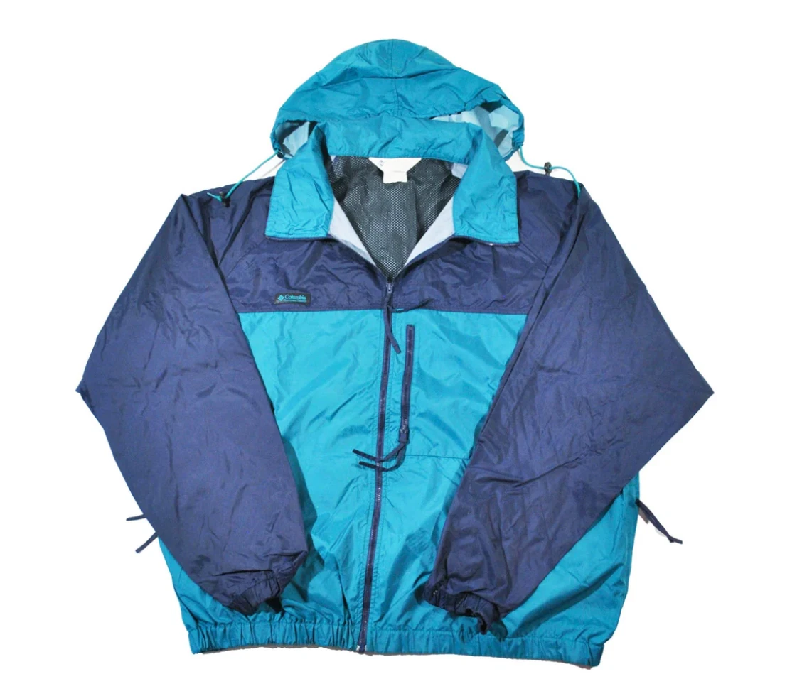 Vintage Columbia Sportswear Rain Wind Zip 90s Blue Jacket Size X-Large