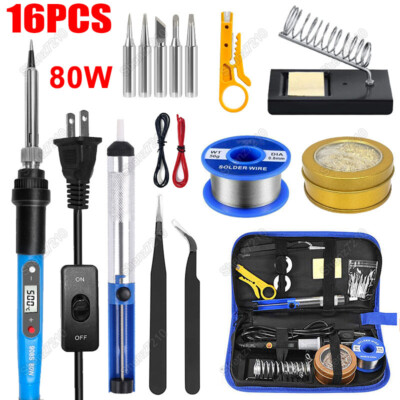 80W Electric Soldering Iron Welding Gun Tool Kit Solder Wire Desoldering Pump 